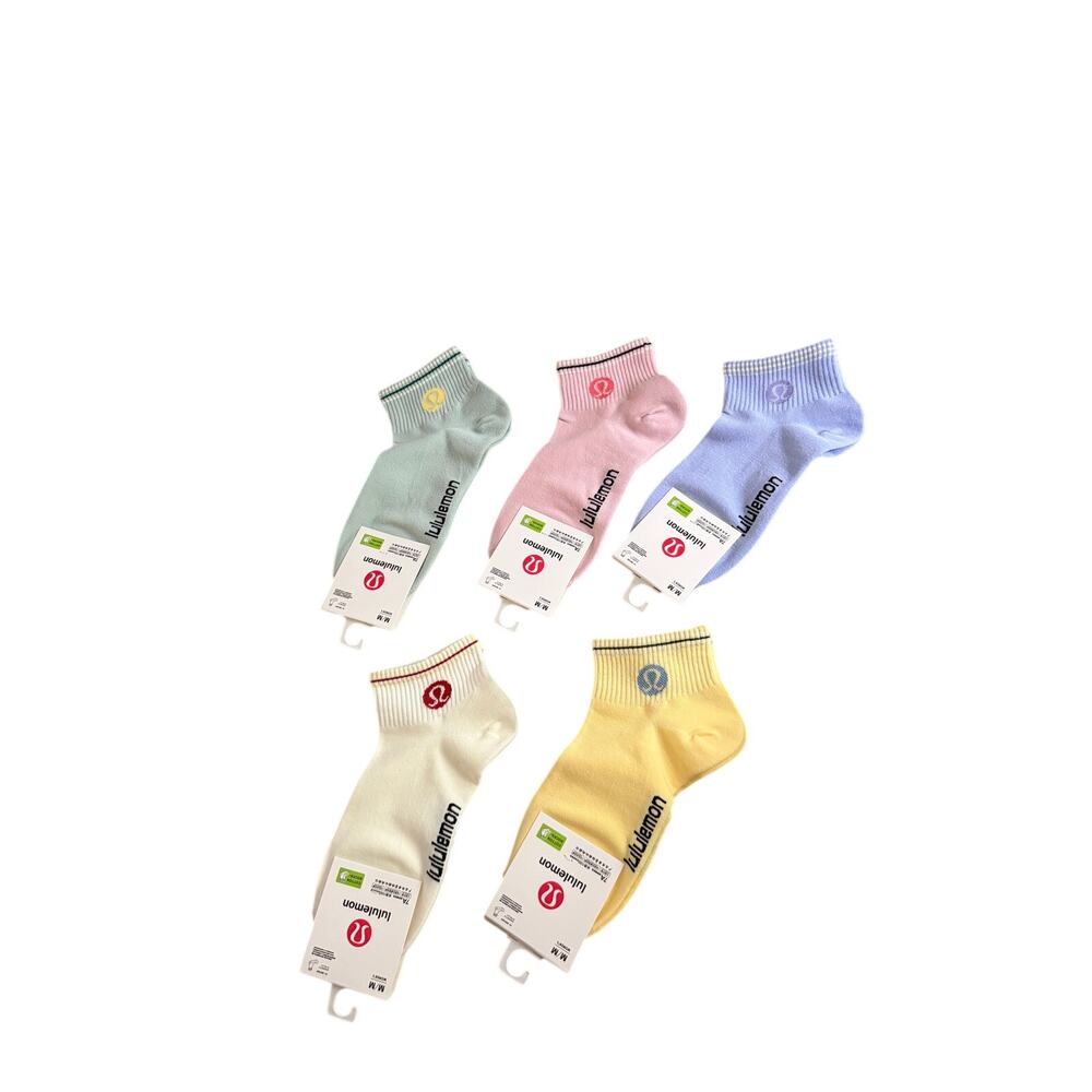 Lululemon Women’s Ankle Socks 5 Pack Multicolor Logo Cotton S/M NWT